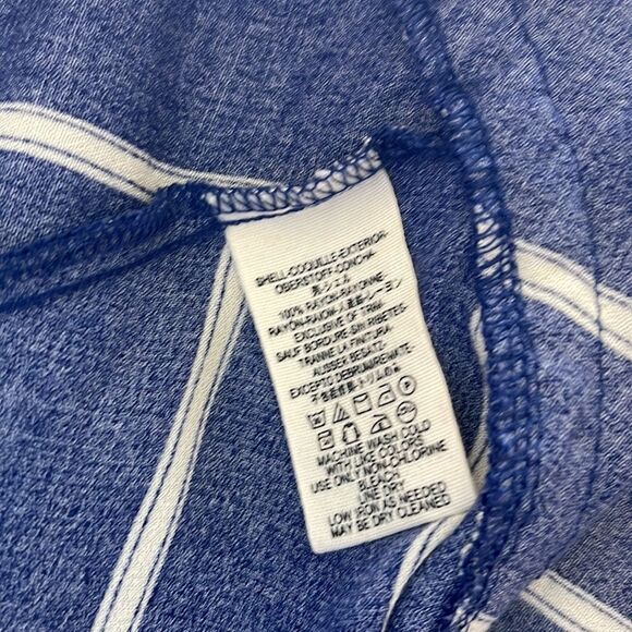 Free People Cropped Blouse Samifran Top Indigo blue long sleeve Striped Medium - Picture 5 of 5